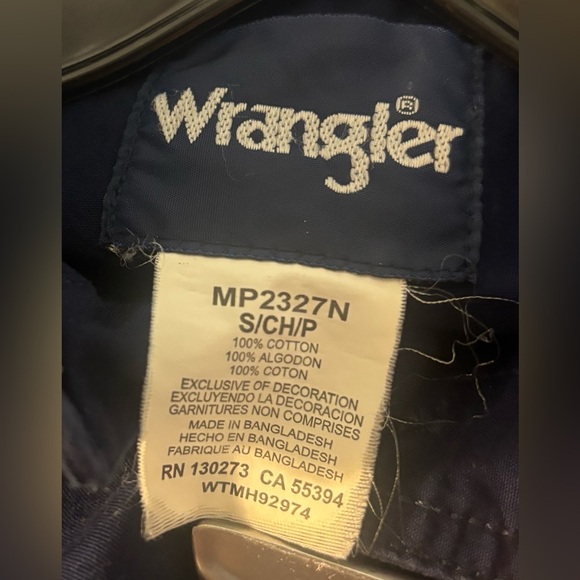 Vintage Y2K Wrangler Spell Out Cowboy Western Shirt Men's Small EUC Navy Blue - Picture 4 of 6